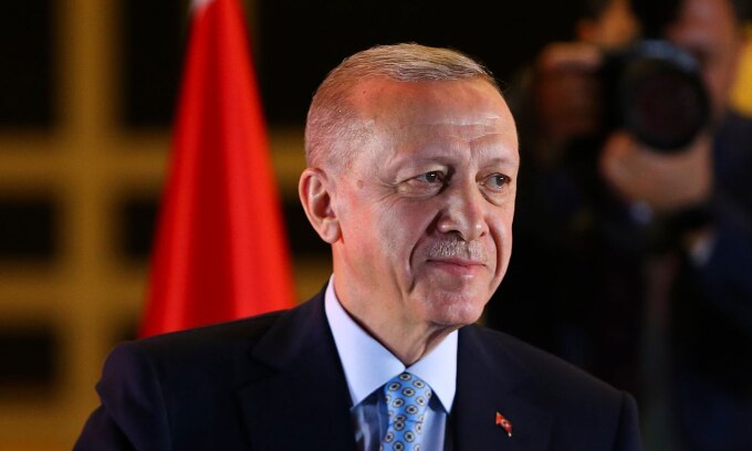 Tổng thống Recep Tayyip Erdogan tại dinh tổng thống Ankara, Thổ Nhĩ Kỳ ngày 27/5. Ảnh: AP