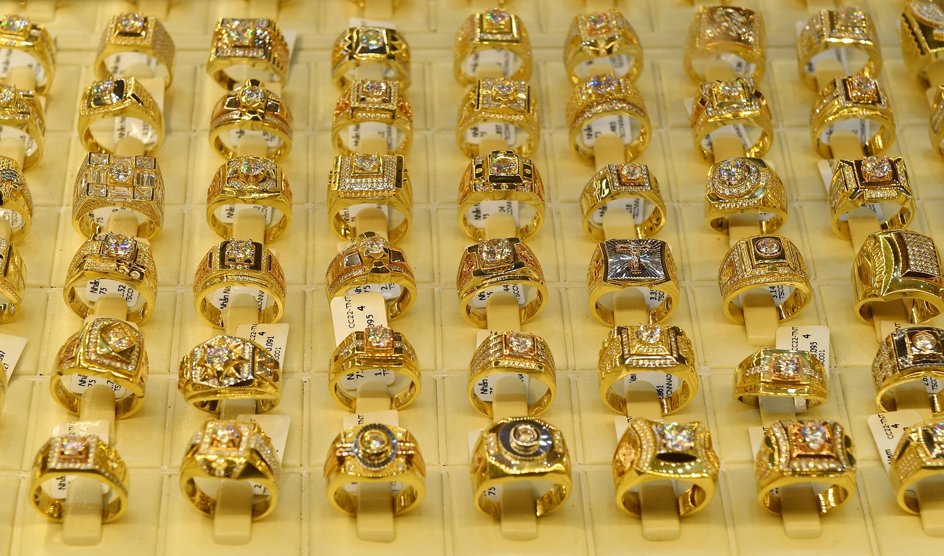 18k gold two tones SPARKLING ring #64 | eBay