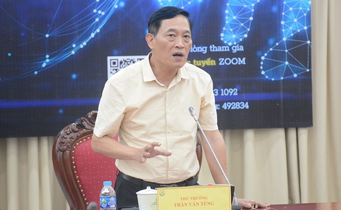 Thứ trưởng Khoa học và Công nghệ Trần Văn Tùng phát biểu khai mạc Techfest 2023. Ảnh: LD