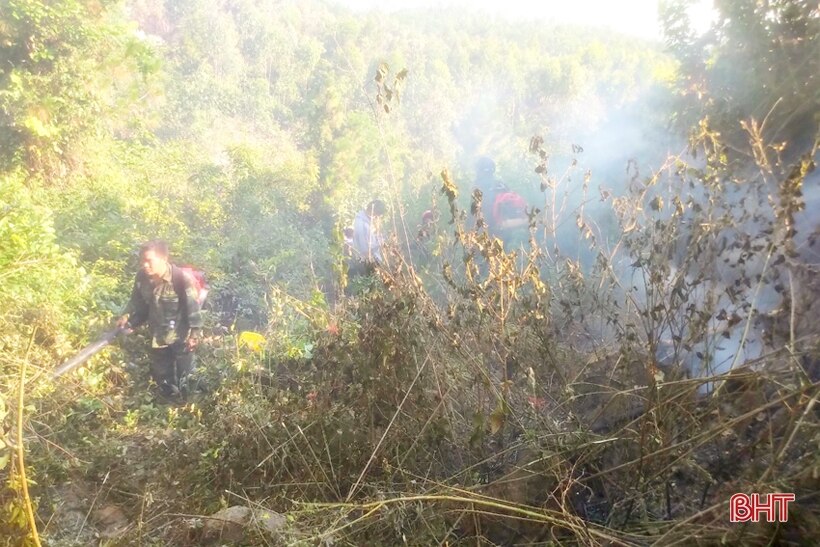 Lộc Hà huy động 450 người dập tắt cháy rừng trên núi Hồng Lĩnh