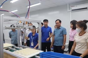 Chủ tịch UBND tỉnh Võ Văn Hưng kiểm tra tiến độ hoạt động của Nhà máy Sangshin Central Việt Nam