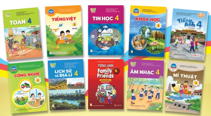 Bìa một số cuốn sách giáo khoa lớp 4 của Nhà xuất bản Giáo dục Việt Nam. Ảnh: NXB Giáo dục Việt Nam
