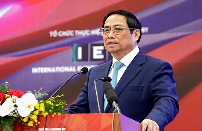 Thủ tướng Phạm Minh Chính phát biểu tại diễn đàn cấp cao về công nghiệp 4.0 năm 2023. Ảnh:Nhật Bắc/VGP