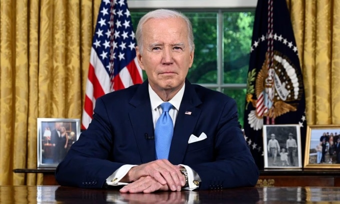 Tổng thống Joe Biden phát biểu từ Phòng Bầu dục, Nhà Trắng, ở Washington hôm 2/6. Ảnh: AP
