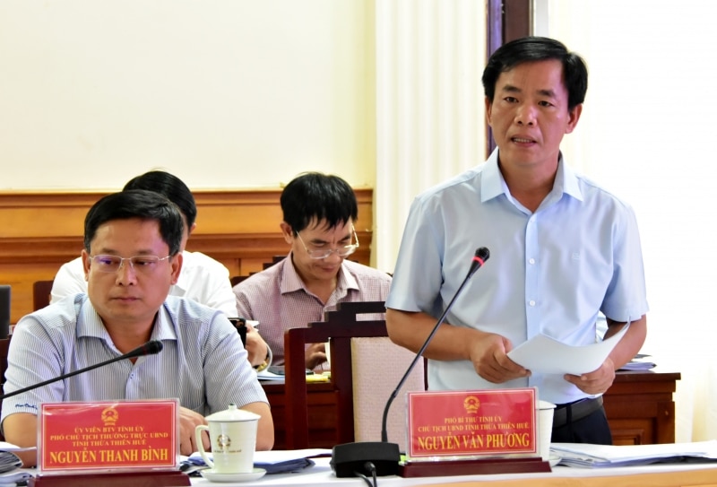 Ông Nguyễn Văn Phương, Chủ tịch UBND tỉnh Thừa Thiên Huế phát biểu tại buổi làm việc