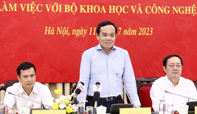 Phó thủ tướng Trần Lưu Quang phát biểu tại buổi làm việc. Ảnh: T Nguyên