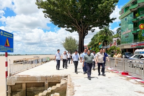 Thủ tướng Chính phủ Phạm Minh Chính đi thị sát thực tế khu vực sạt lở.