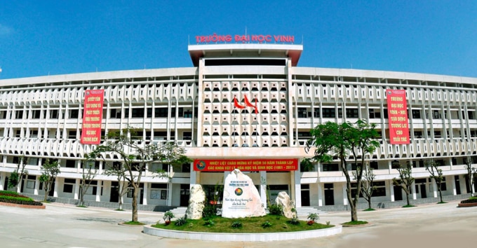 Trường Đại học Vinh nằm trên đường Lê Duẩn, thành phố Vinh, Nghệ An. Ảnh: Fanpage trường