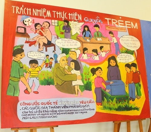 Bức tranh thể hiện trách nhiệm thực hiện quyền trẻ em do trẻ em tại TP Đà Nẵng thực hiện.