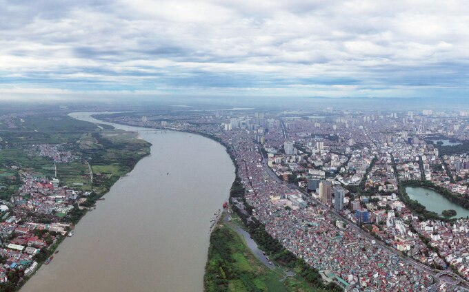 Sông Hồng đoạn qua khu vực trung trung tâm TP Hà Nội. Ảnh: Ngọc Thành