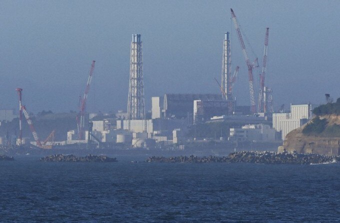 Nhà máy Fukushima nhìn từ Namie, ngày 24/8. Ảnh: Kyodo