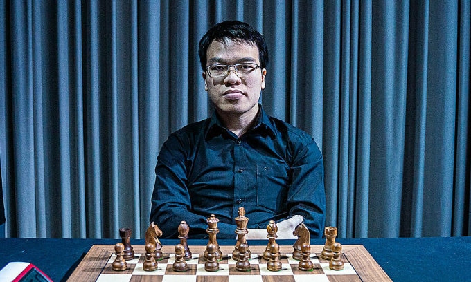 Lê Quang Liêm tại siêu giải Grand Chess Tour ở thành phố St Louis, bang Missouri, Mỹ tháng 8/2021. Ảnh: GCT