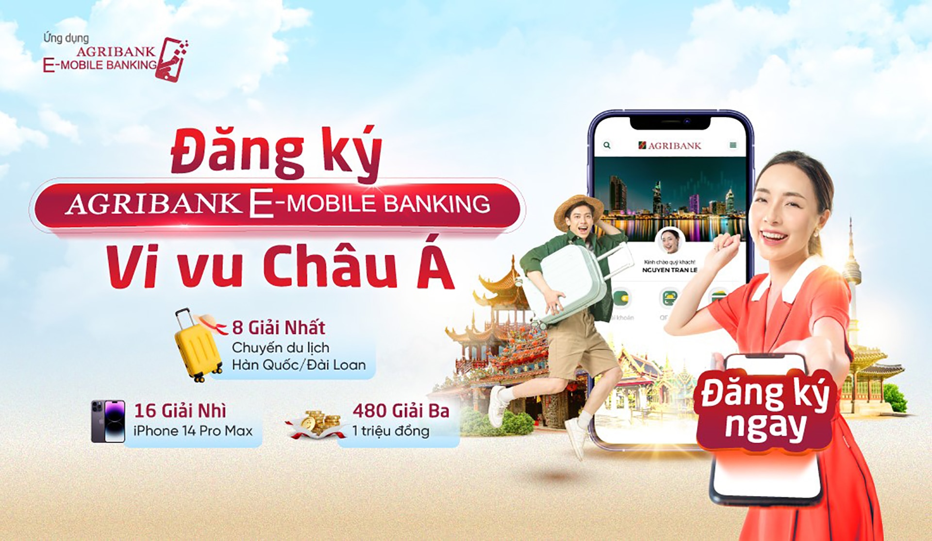 Chương trình &quot;Đăng ký Agribank E-Mobile Banking - Vi vu Châu Á&quot; tiếp tục diễn ra đến ngày 24.9