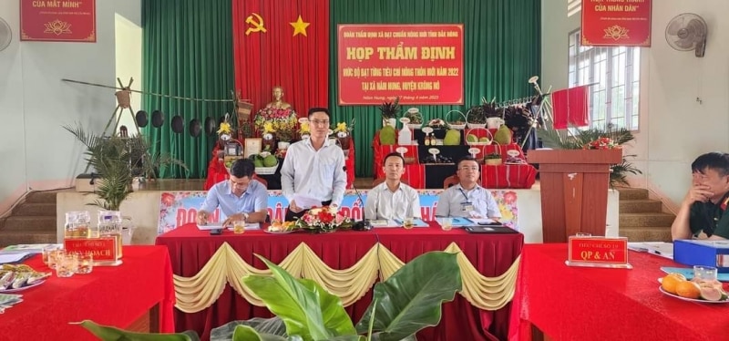 Đoàn thẩm định nông thôn mới tỉnh thẩm định tại xã Nâm Nung, huyện Krông Nô, tỉnh Đăk Nông.