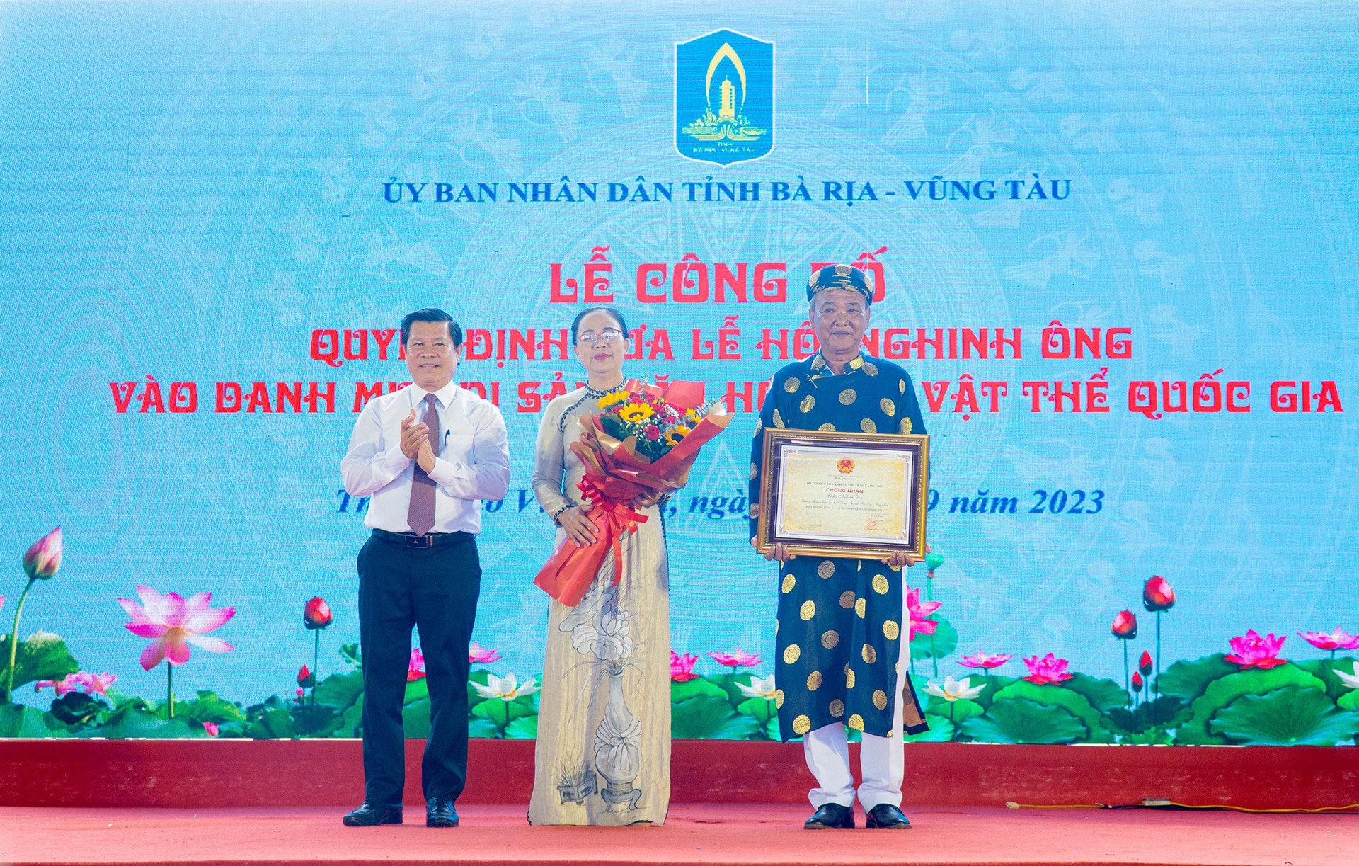 Lễ đón nhận Lễ hội truyền thống Nghinh Ông Thắng Tam Vũng Tàu là Di sản văn hóa phi vật thể quốc gia