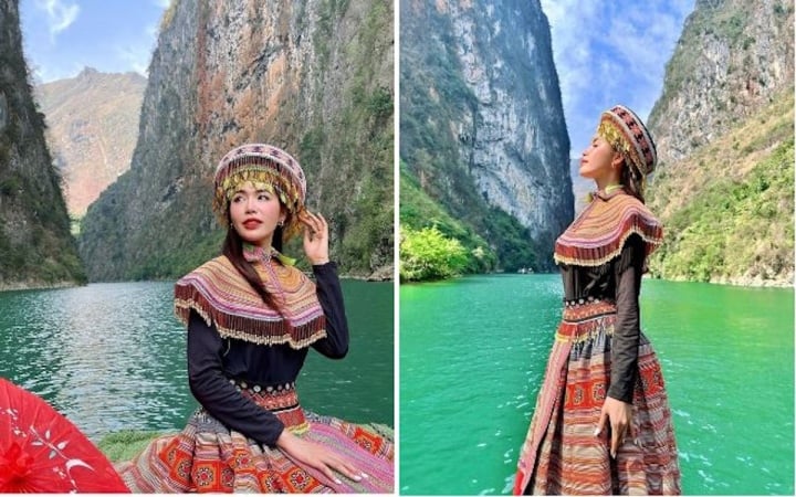 Du khách được khuyến khích mặc trang phục truyền thống khi tham quan sông Nho Quế.