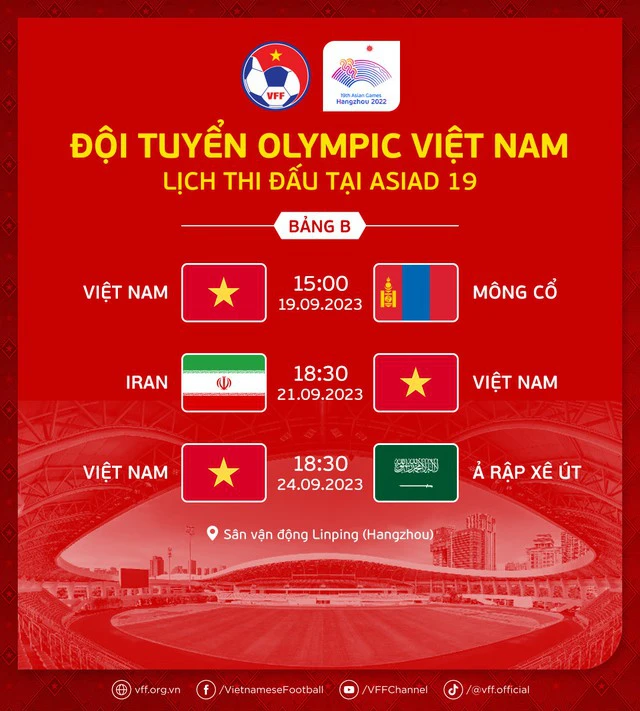 Расписание футбольных матчей ASIAD 19, расписание матчей Вьетнам U23 -  Vietnam.vn