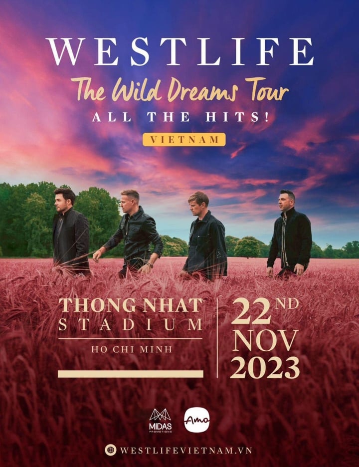 Westlife thông báo tổ chức đêm diễn tại sân vận động Thống Nhất, TP.HCM.