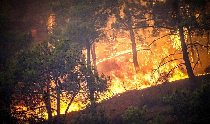 Cháy rừng ở đảo Rhodes, Hy Lạp, ảnh chụp vào tháng 7. Ảnh: AP