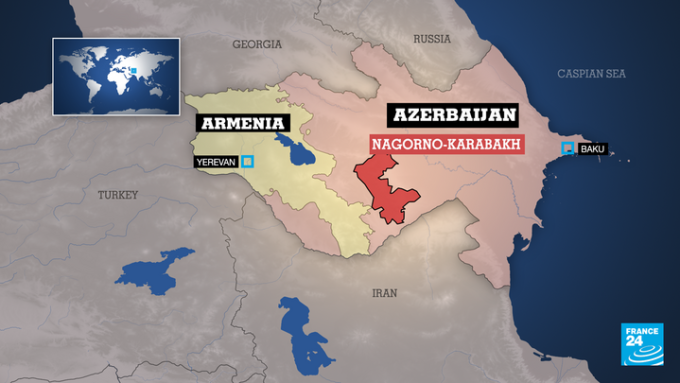 Vị trí vùng Nagorno-Karabakh. Đồ họa: France 24