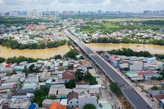Cầu Long Kiểng trước ngày thông xe, tháng 8/2023. Ảnh: Quỳnh Trần