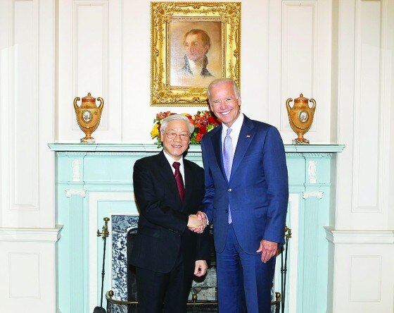 Trong chương trình thăm chính thức Hoa Kỳ, ngày 7-7-2015, Tổng Bí thư Nguyễn Phú Trọng dự chiêu đãi của Chính phủ Hoa Kỳ do Phó Tổng thống Hoa Kỳ Joe Biden chủ trì ảnh 1