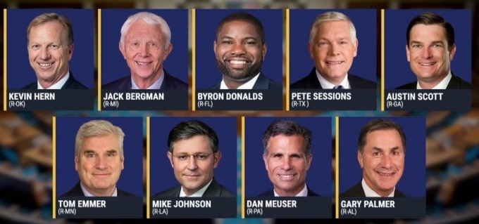 9 nghị sĩ Cộng hòa tranh cử ghế chủ tịch Hạ viện. Ảnh: X/@MSNBC