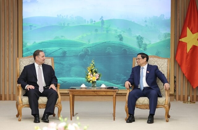 Thủ tướng Phạm Minh Chính gặp đại diện Tập đoàn Marriott chiều 25/10. Ảnh: VGP