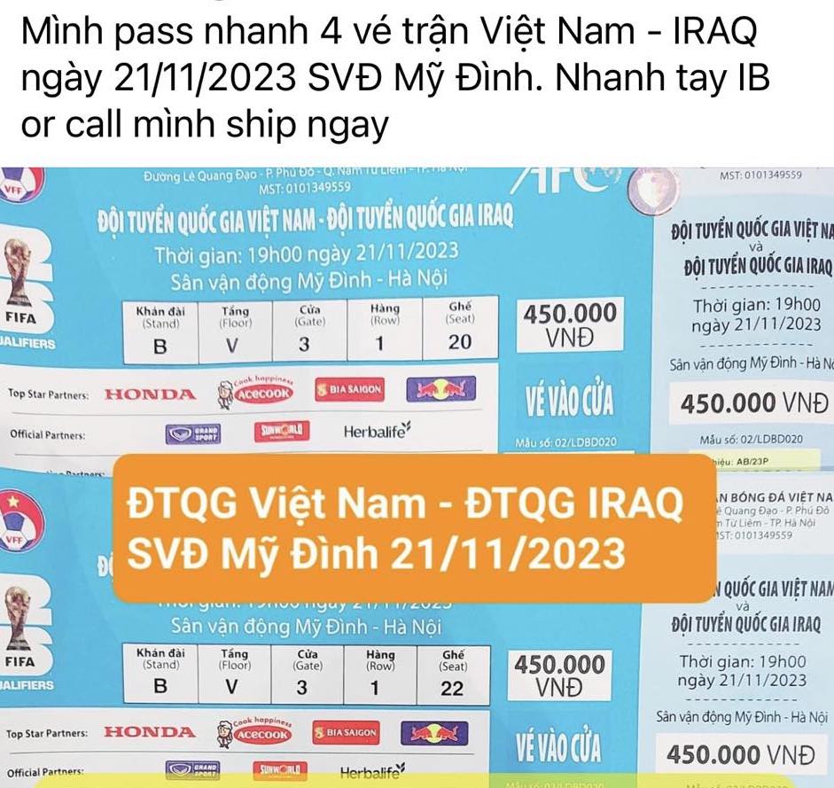 Vé trận đội tuyển Việt Nam gặp Iraq tràn ngập trên 'chợ đen' - Ảnh 2.