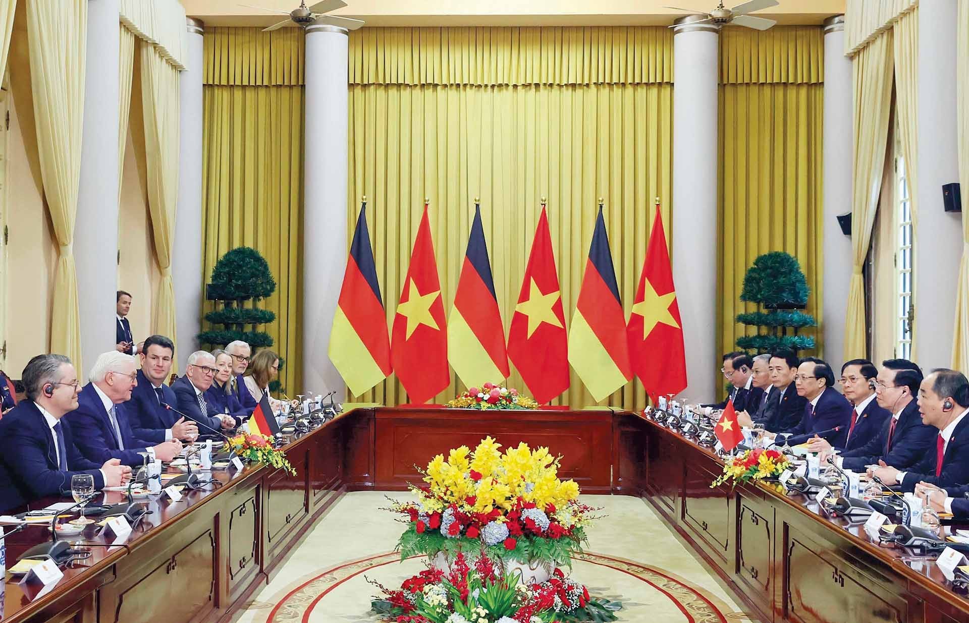 Chủ tịch nước Võ Văn Thưởng và Tổng thống Đức Frank-Walter Steinmeier hội đàm ngày 23/1. (Nguồn: TTXVN)