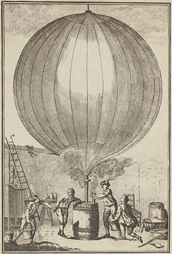 Quá trình bơm khí cầu hydro đầu tiên. Ảnh: National Air and Space Museum