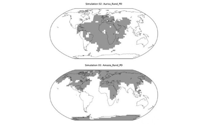 Phác họa hình dáng hai siêu lục địa có thể xuất hiện trong tương lai. Ảnh: Way et al. 2020