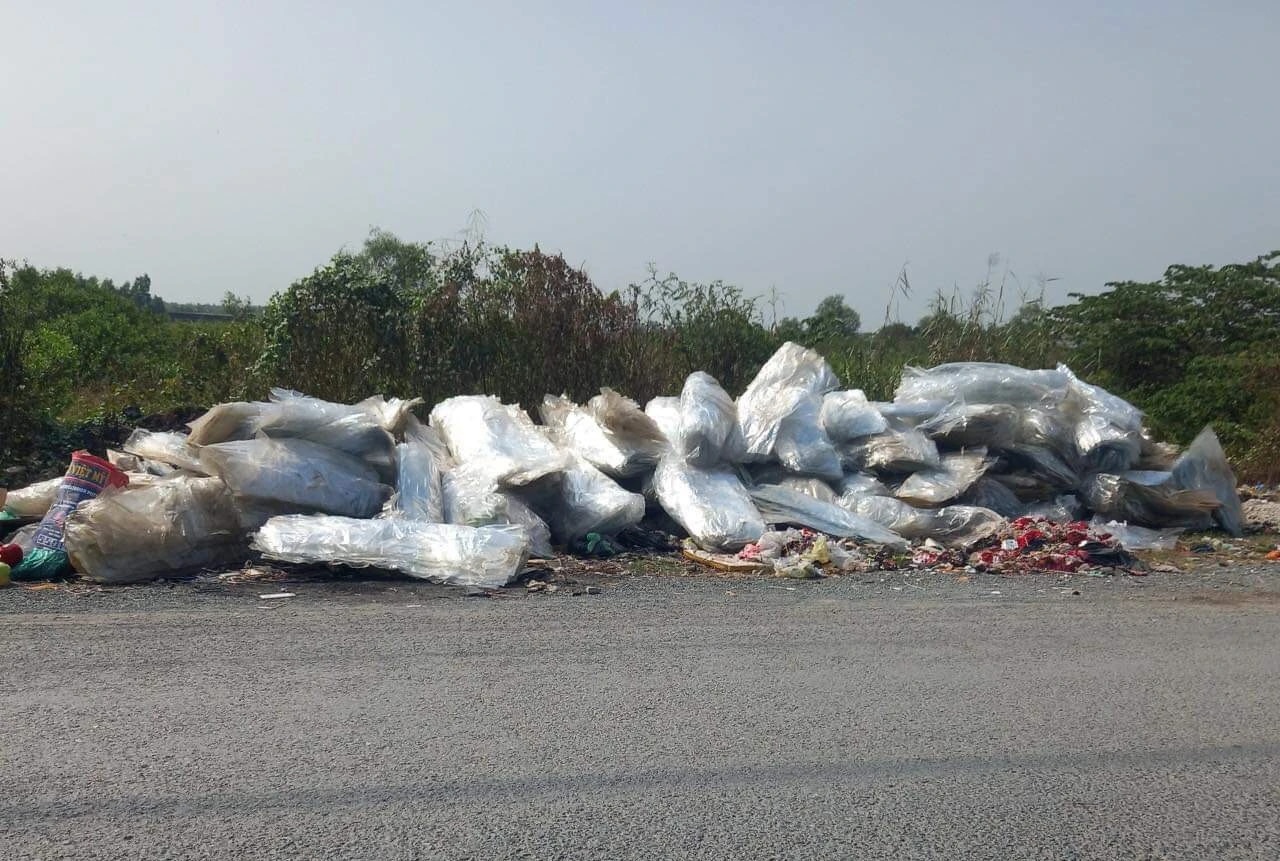 Phạt tài xế xe tải đổ trộm rác thải trên đường ở TP.HCM- Ảnh 1.
