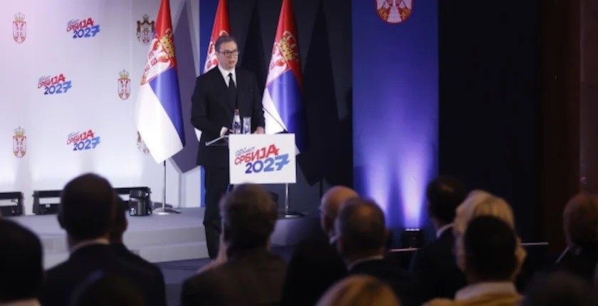 Tổng thống Serbia Aleksandar Vucic phát biểu, ngày 20/1. (Nguồn: SNS)