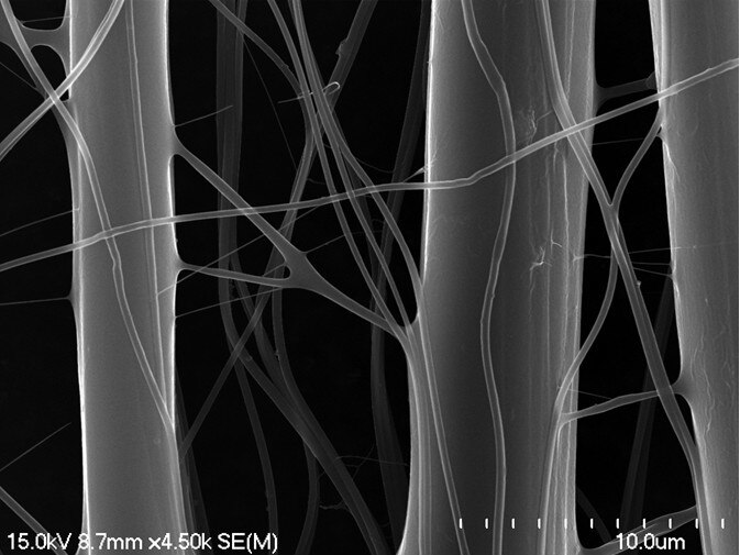 Sợi nanochitosan fiber với crosslinking từ vỏ tôm. Ảnh: Nhóm nghiên cứu