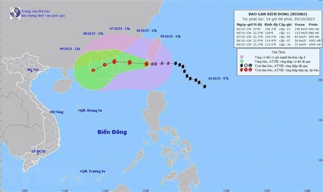 Bão Koinu đã đi vào Biển Đông, trở thành bão số 4 trong năm 2023 ảnh 1