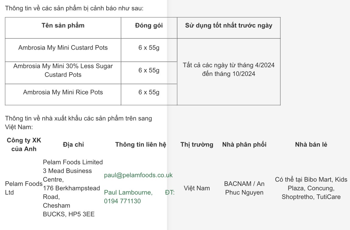 Cục An toàn thực phẩm cảnh báo về 3 sản phẩm váng sữa nhập khẩu- Ảnh 1. Cục An toàn thực phẩm cảnh báo về 3 sản phẩm váng sữa nhập khẩu- Ảnh 1.
