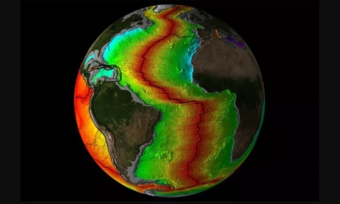 Những mảng kiến tạo tạo thành Đại Tây Dương. Ảnh: NOAA