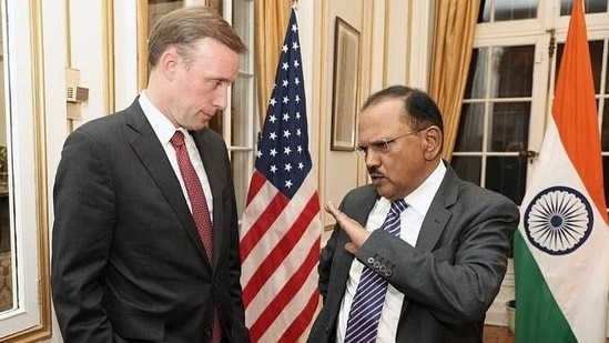 NSA Ajit Doval with US NSA Jake Sullivan in Washington on January 31, 203 for iCET meeting.