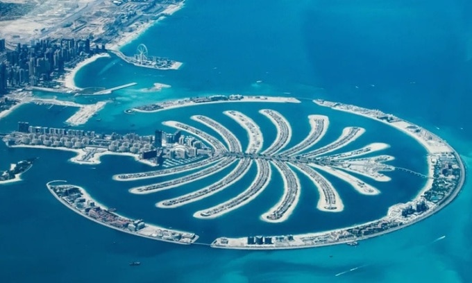 Quần đảo Palm Jumeirah ở ngoài khơi Dubai. Ảnh: Andrew Ring