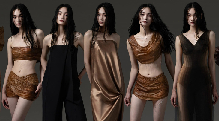 Trần Hùng mang bộ sưu tập làm từ con giấm đến London Fashion Week- Ảnh 1. Những thiết kế mới nhất của Trần Hùng bằng chất liệu làm ra từ con giấm - Ảnh: NVCC