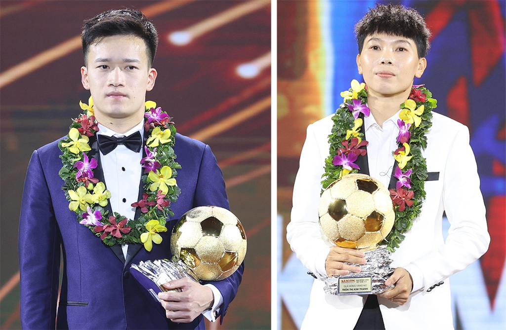 Quả bóng vàng Việt Nam 2023: Vinh danh Hoàng Đức, Kim Thanh- Ảnh 1. Quả bóng vàng Việt Nam 2023: Vinh danh Hoàng Đức, Kim Thanh- Ảnh 1.