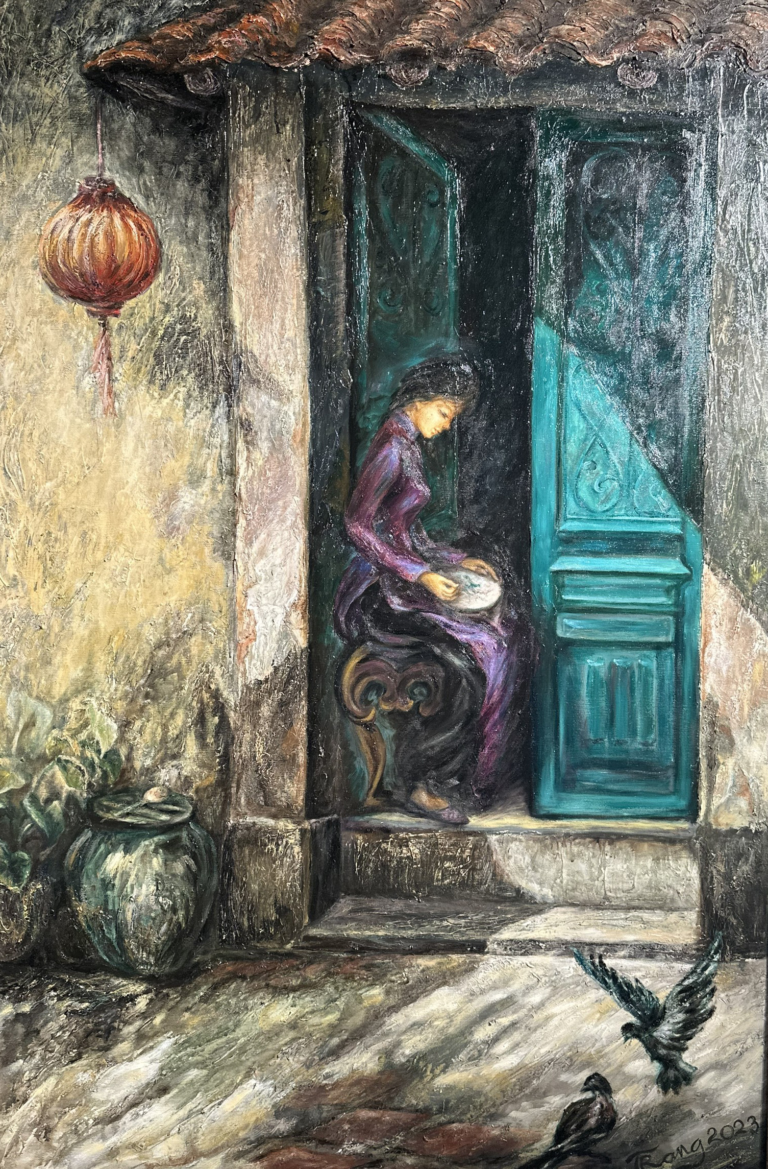 Tác phẩm sơn dầu “Yên” của họa sĩ Phan Thị Thùy Trang Tác phẩm sơn dầu “Yên” của họa sĩ Phan Thị Thùy Trang