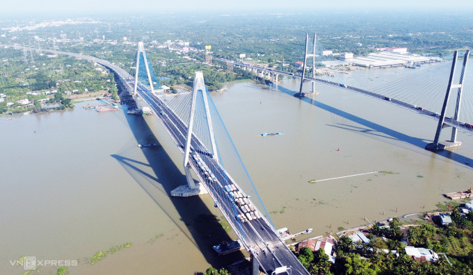 Cầu và cao tốc Mỹ Thuận-Cần Thơ với tổng vốn đầu tư 5.000 tỷ đồng. Ảnh: Huy Phong
