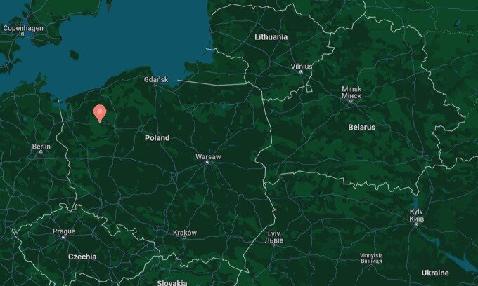 Vị trí căn cứ Miroslawiec. Đồ họa: Google Maps