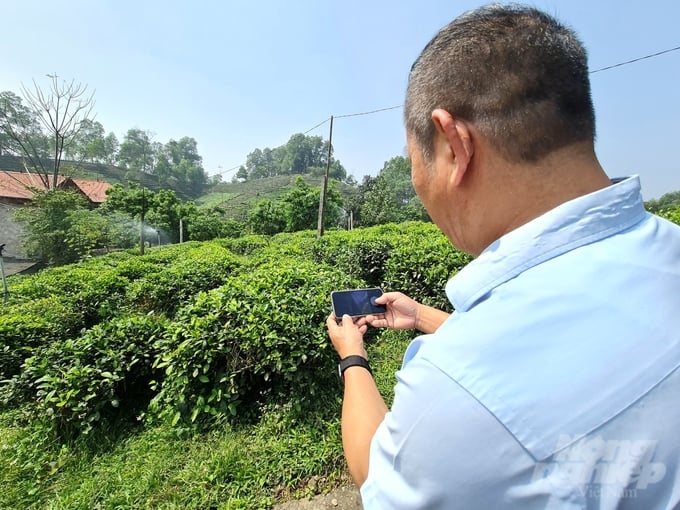 z5274089704909_ca3bf7b3a2d34d58332d7fdacf6670b1-154201_239-154202.jpg Anh Khiêm kiểm tra hệ thống tưới ẩm tự động qua điện thoại thông minh. Ảnh: Đào Thanh.