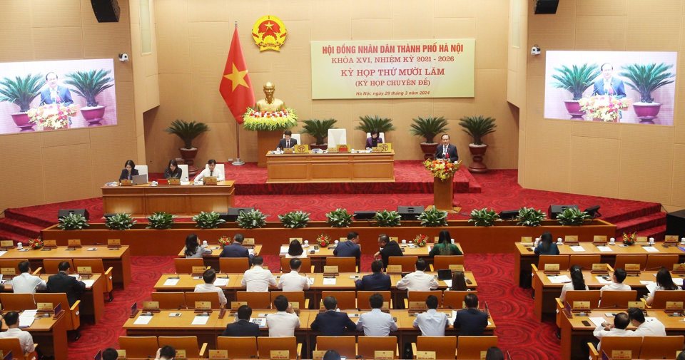 Quang cảnh Kỳ họp thứ 15 HĐND Thành phố Hà Nội khoá XVI