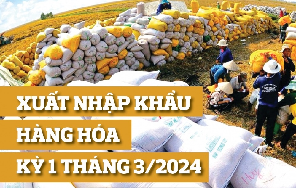 [Infographic] Xuất, nhập khẩu hàng hóa kỳ 1 tháng 3/2024