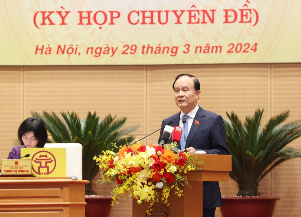 Chủ tịch HĐND TP Hà Nội Nguyễn Ngọc Tuấn phát biểu bế mạc Kỳ họp thứ 15 của HĐND TP