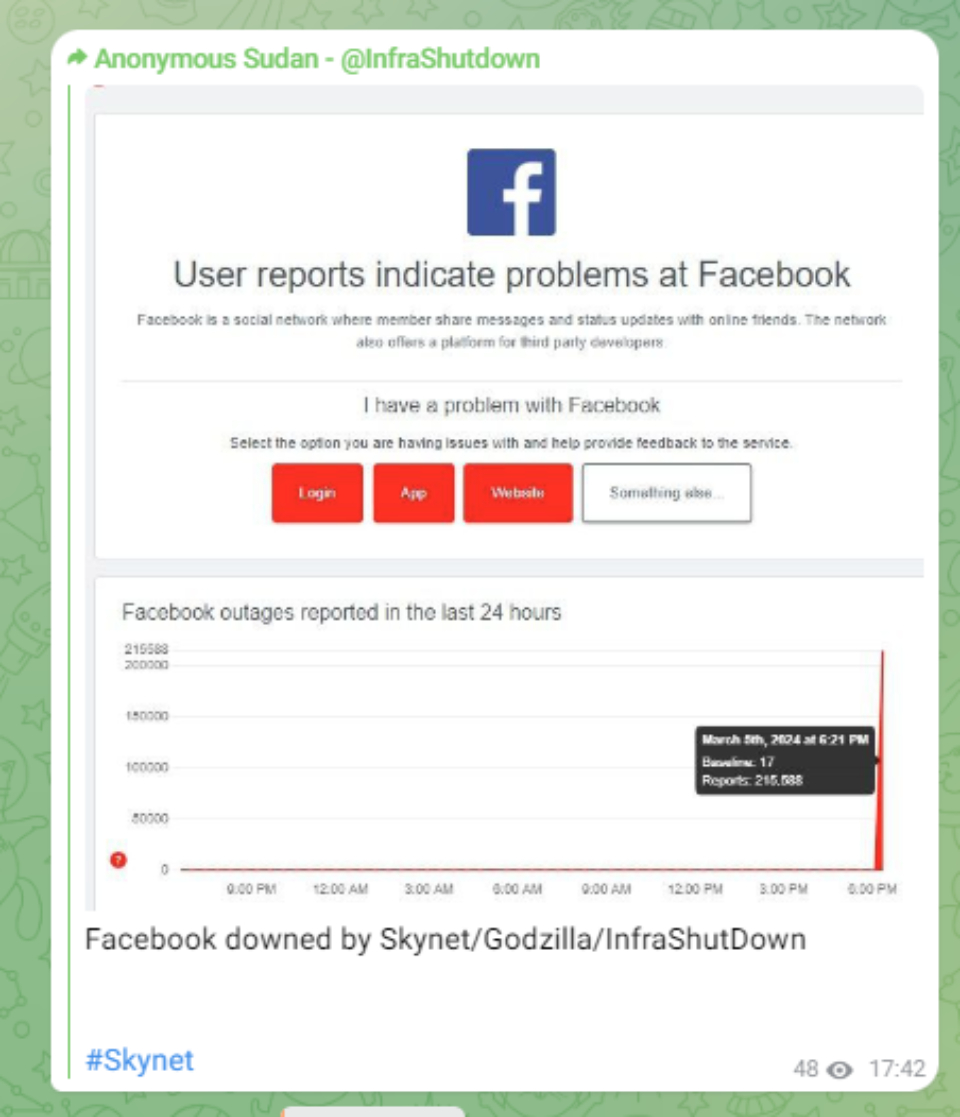 3 nhóm hacker tuyên bố đánh sập Facebook, Instagram- Ảnh 1. 3 nhóm hacker tuyên bố đánh sập Facebook, Instagram- Ảnh 1.